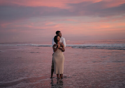engagement photoshoot in santa monica beach at sunset, LA