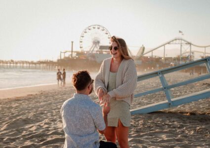 surprise proposal in santa monica pier