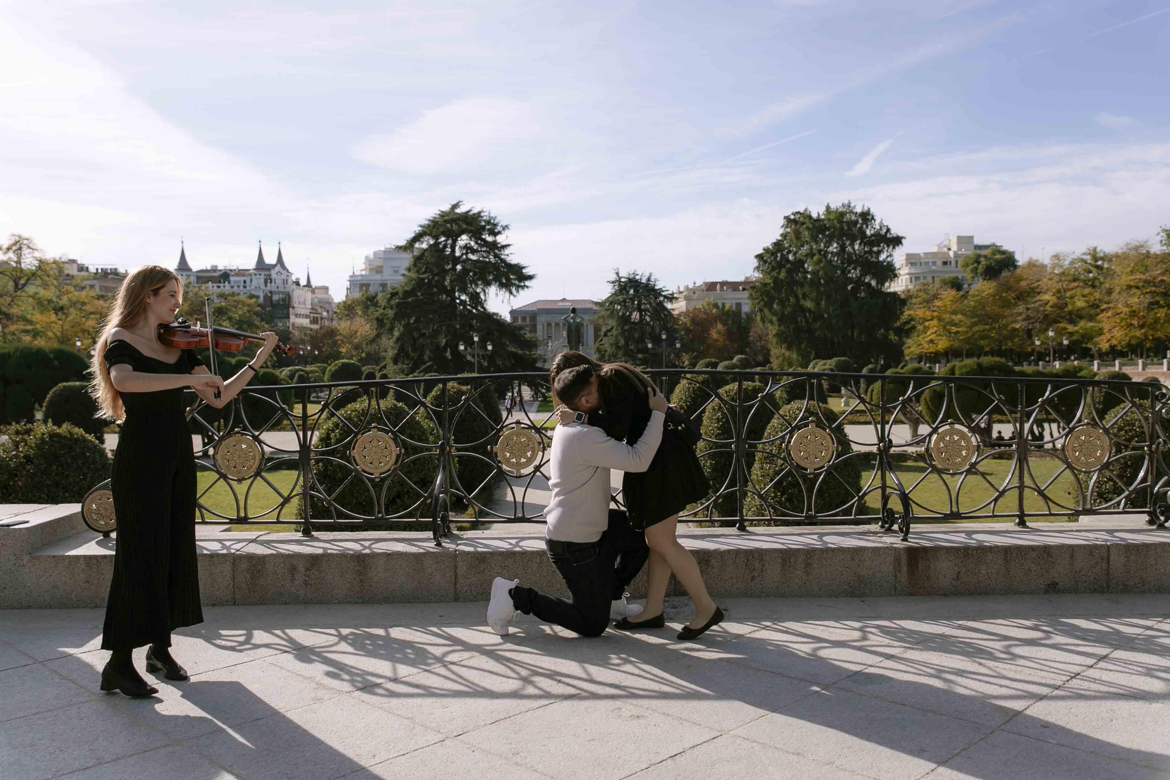 surprise proposal photos at parterre gardens at retiro park