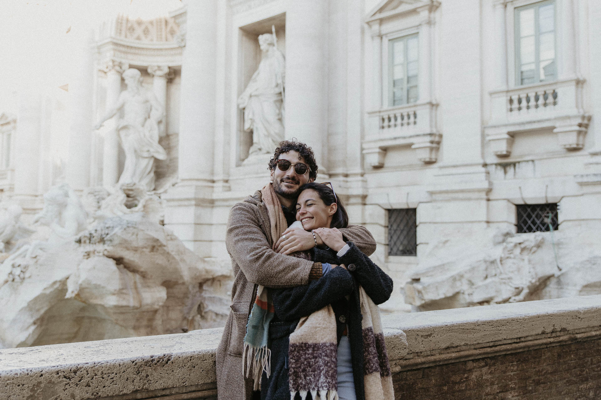 Trevi fountain engagement photoshoot in the morning