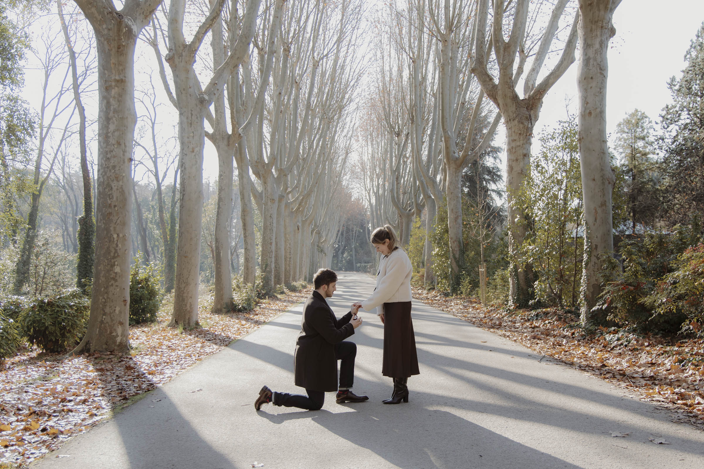 surprise proposal planning and photography with the royal palace in the background