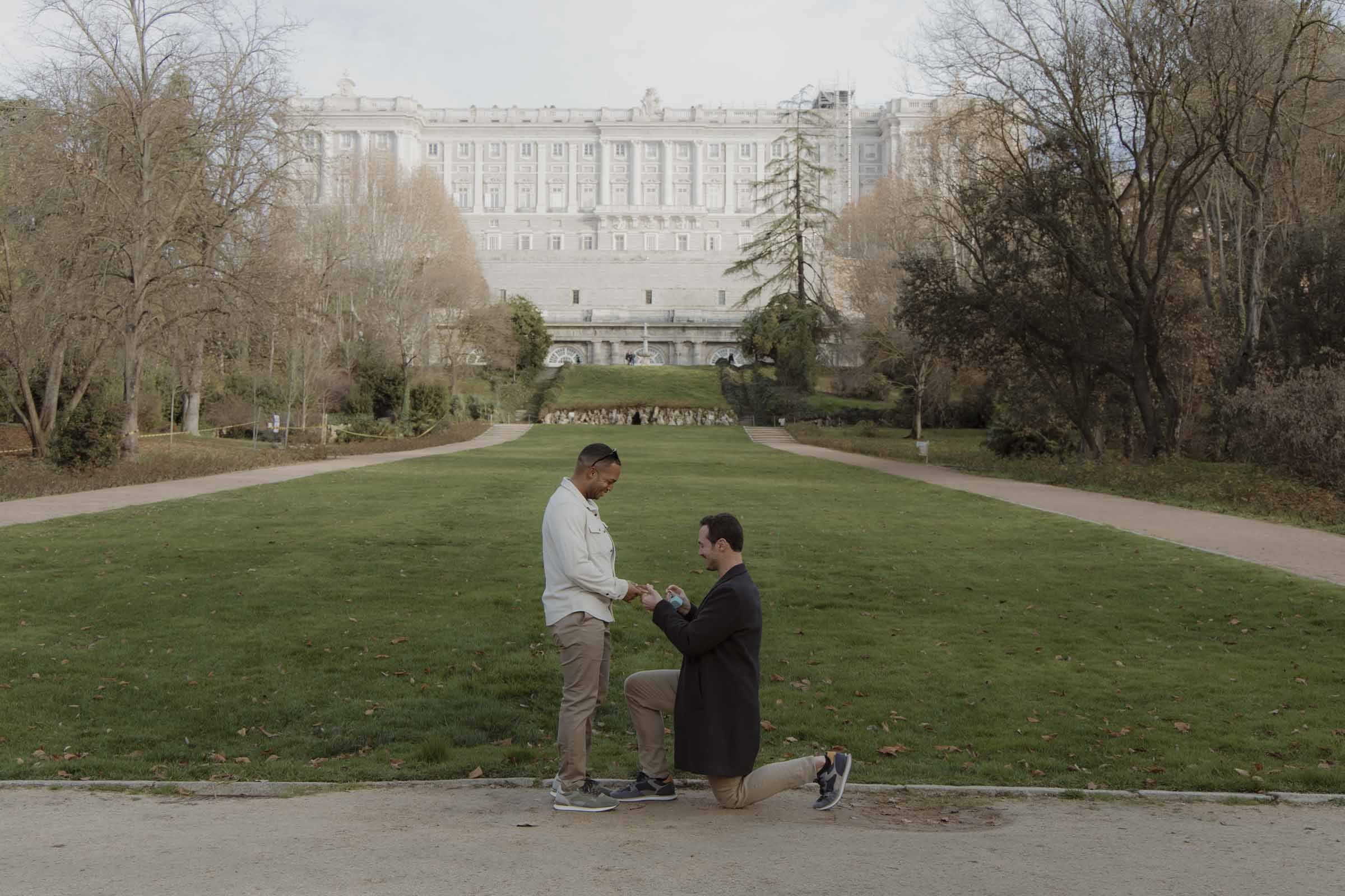 royal palace views surprise proposal photos madrid