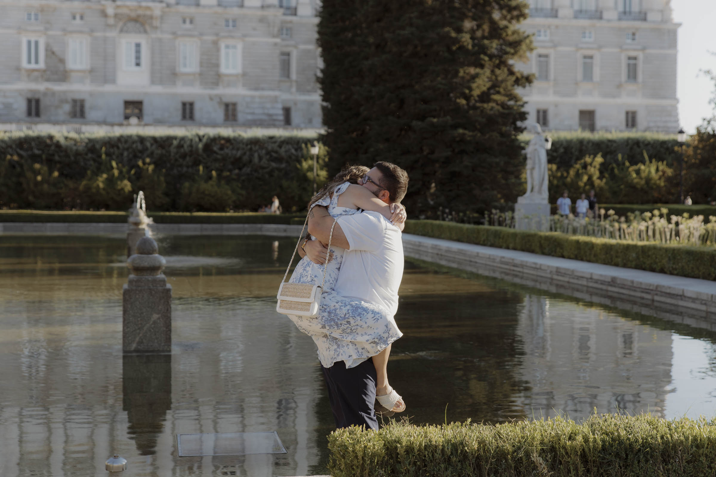 Emotional reaction after proposal at Sabatini Gardens
