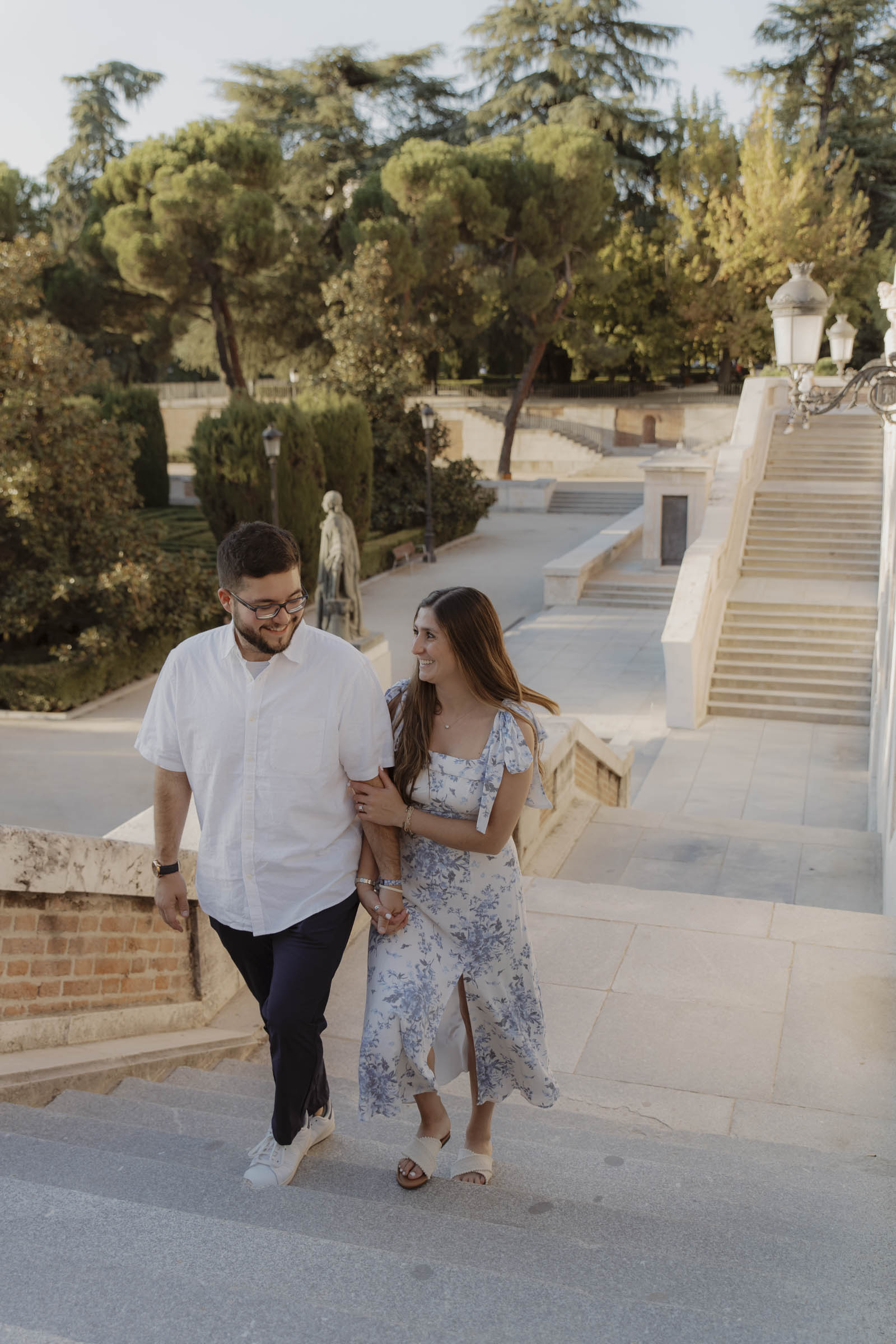 Joyful engagement moment captured in Madrid