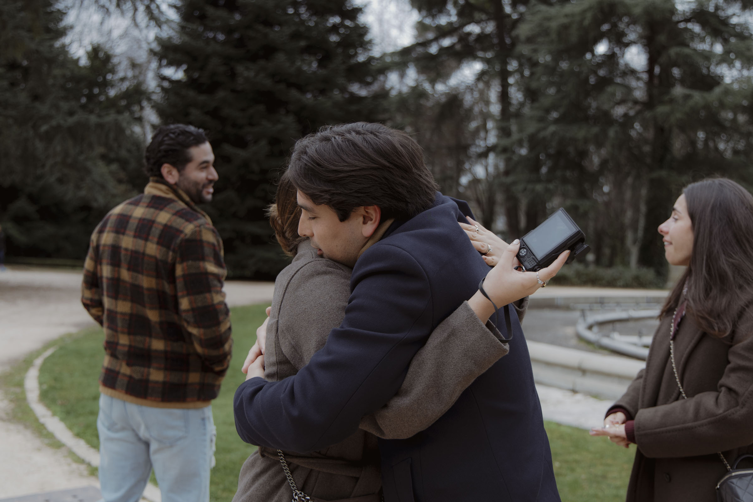 Romantic engagement photos with Sabatini Gardens backdrop