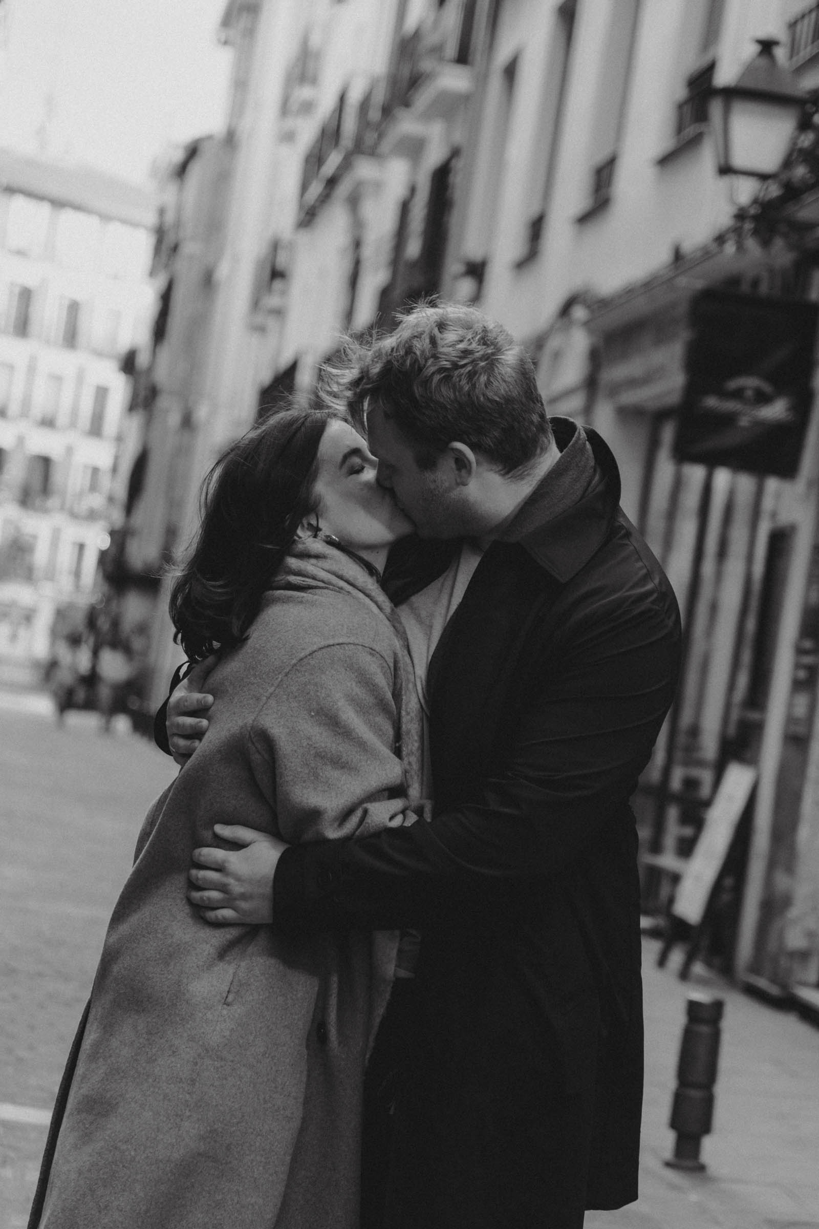 Couple portrait in Madrid with analog film style