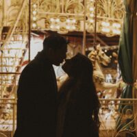 madrid engagement session with the christmas lights