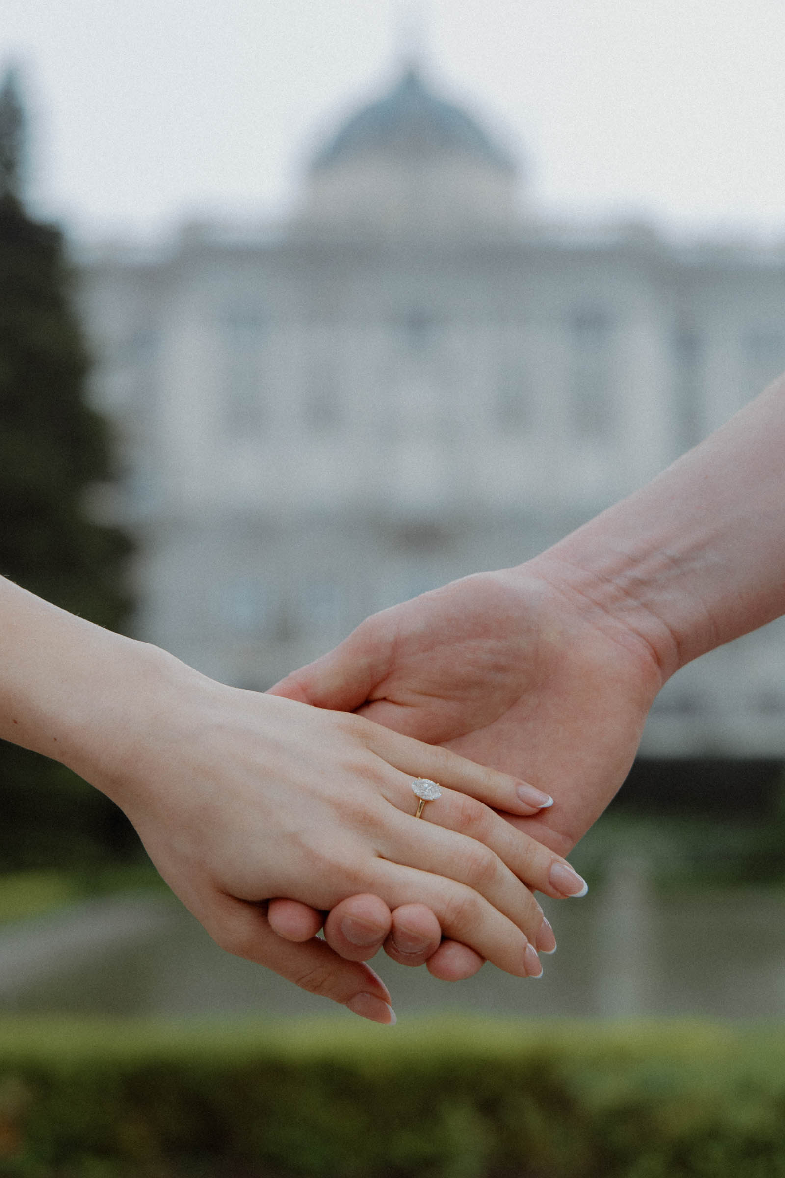 fotografia de pedida de mano sorpresa en los jardines de sabatini